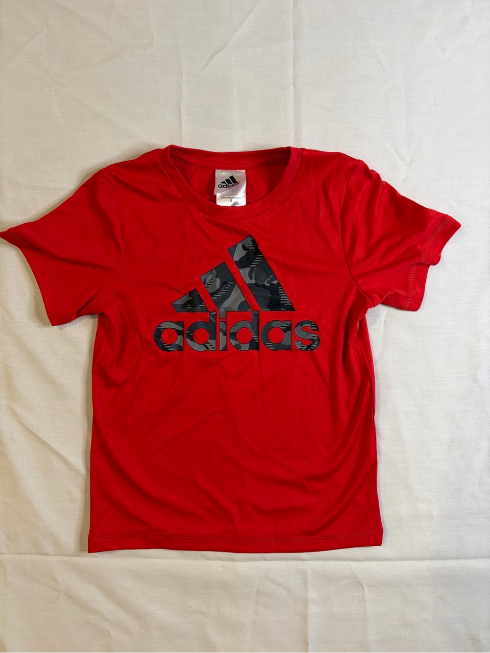 adidas Red Short-Sleeve Tee with Black Logo